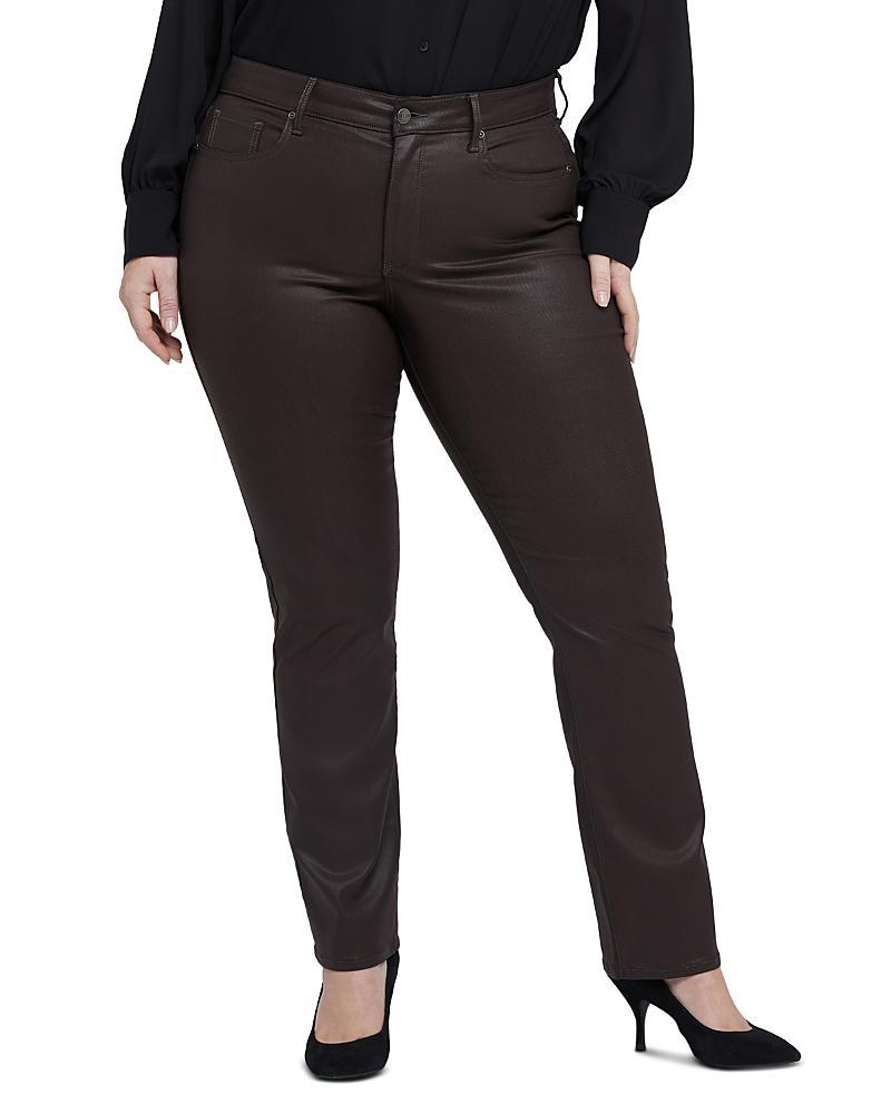 Nydj Plus Marilyn Coated High Rise Straight Leg Jeans Product Image