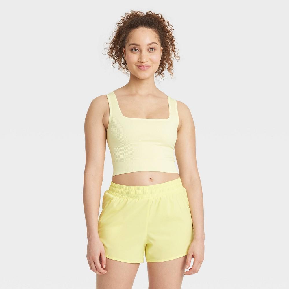 Womens Seamless Square Neck Cropped Tank Top - All In Motion Light Yellow M Product Image