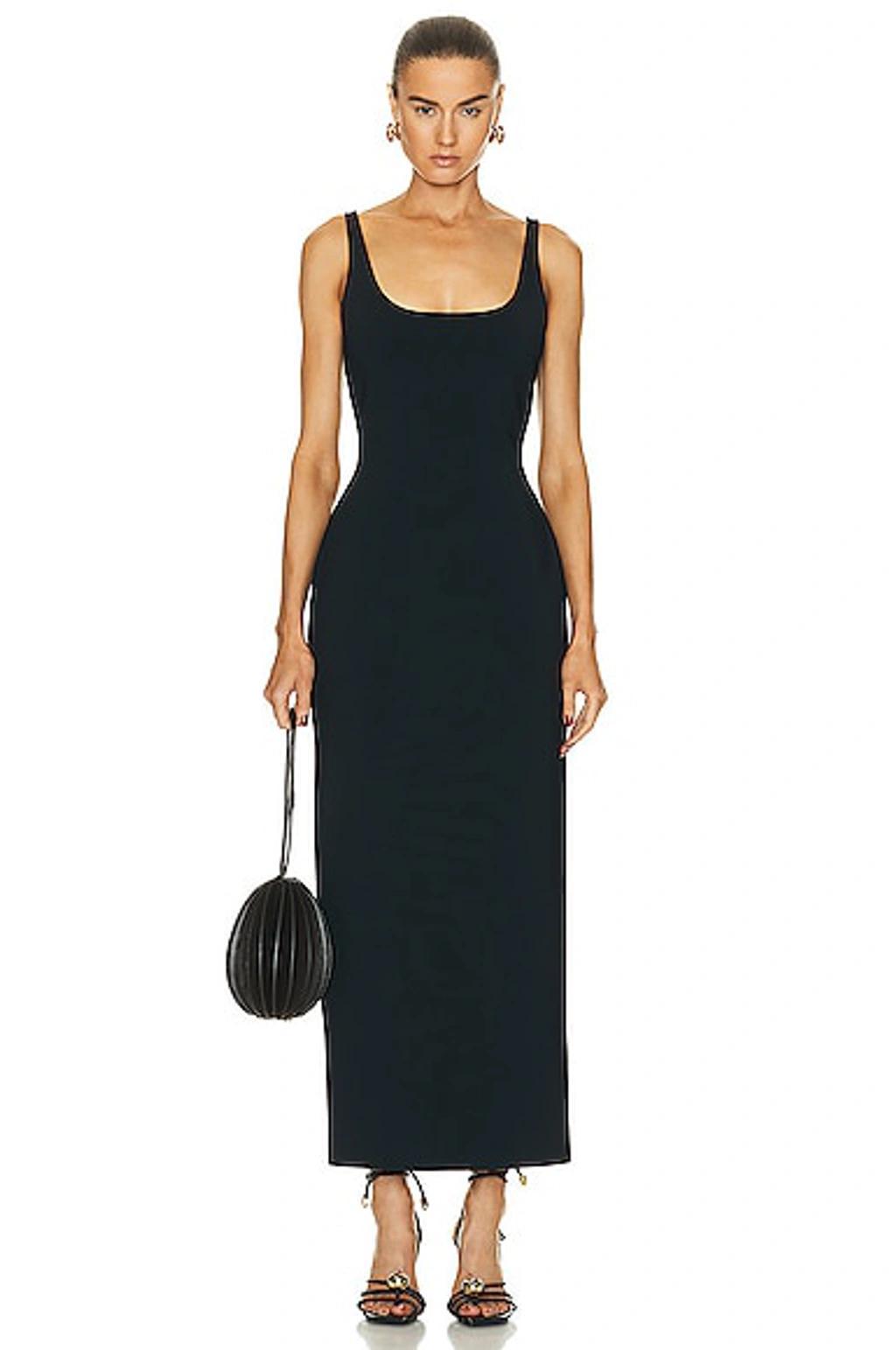 Compact Viscose Long Dress In Black Product Image