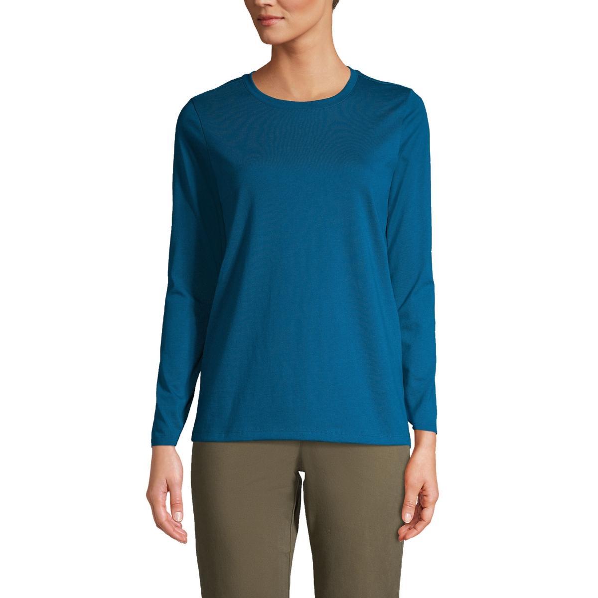 Womens Lands End Relaxed-Fit Supima Cotton Crewneck Tee Brt Blue Product Image