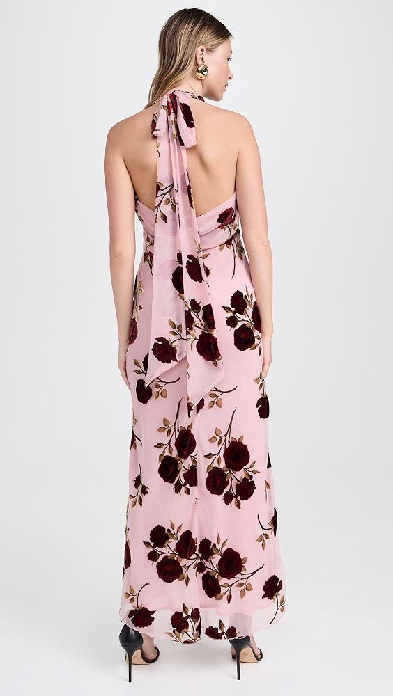 For Love & Lemons Rose Velvet Halter Maxi Dress | Shopbop Product Image