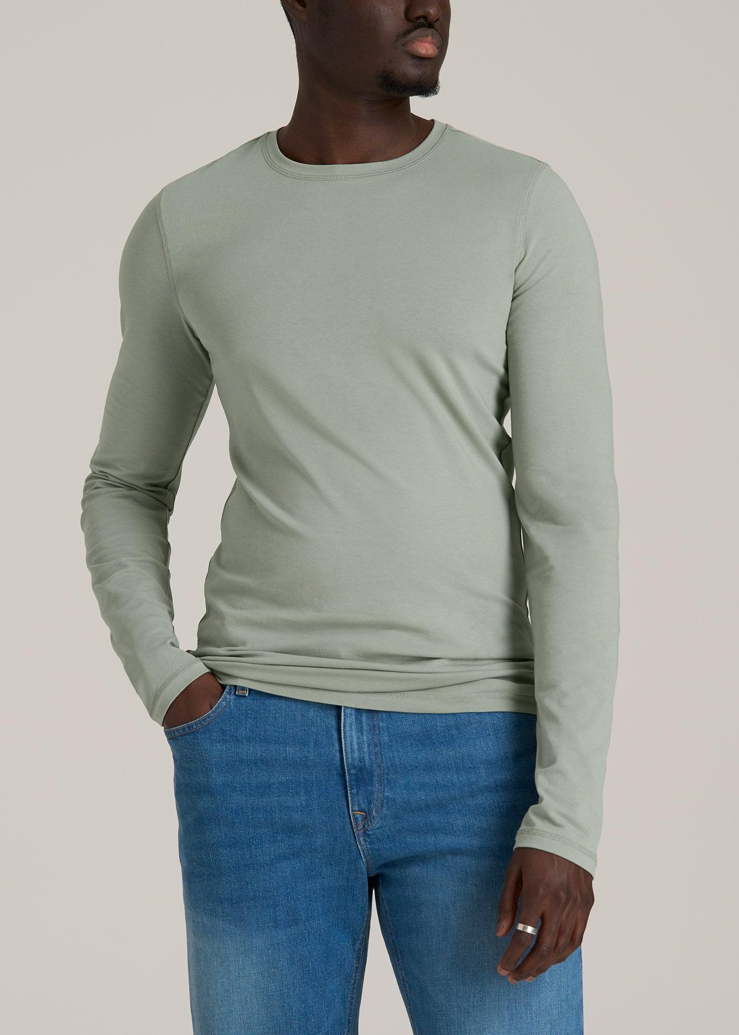 The Essential SLIM-FIT Long Sleeve Tee for Tall Men in Seagrass Male Product Image