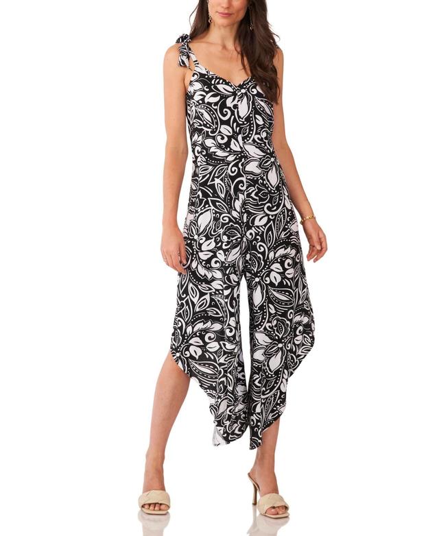 Vince Camuto Womens Printed Tie Shoulder Jumpsuit Product Image