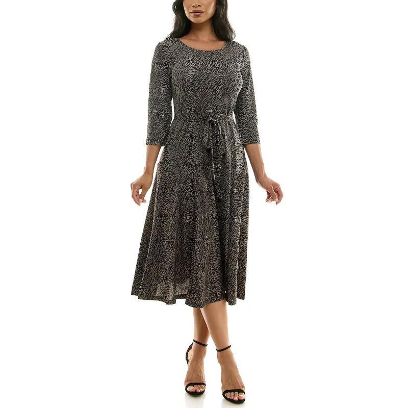 Womens Nina Leonard Sylvia Midi Dress with Belt Product Image