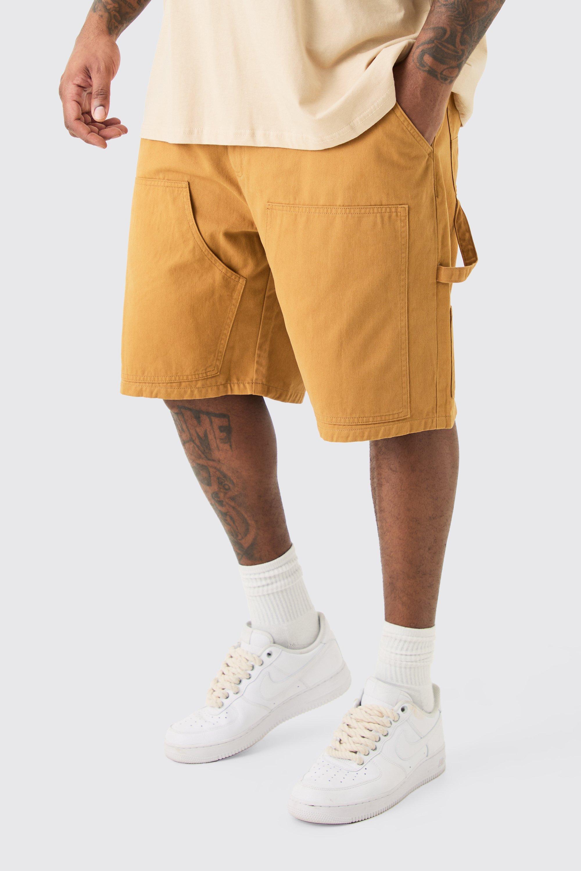 Plus Fixed Waist Washed Twill Carpenter Short | boohooMAN USA Product Image