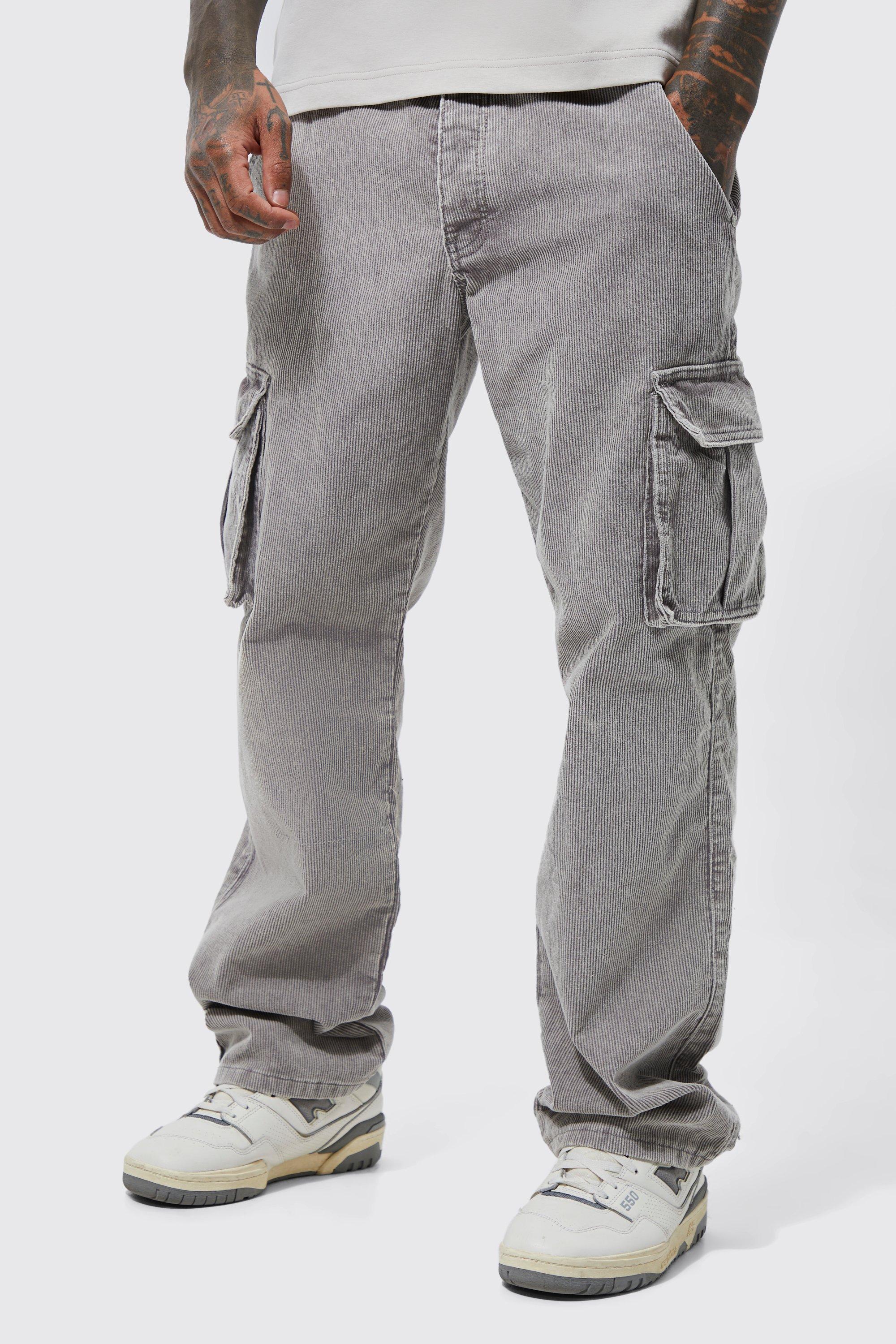 Acid Wash Relaxed Cord Cargo Pants | boohooMAN USA Product Image