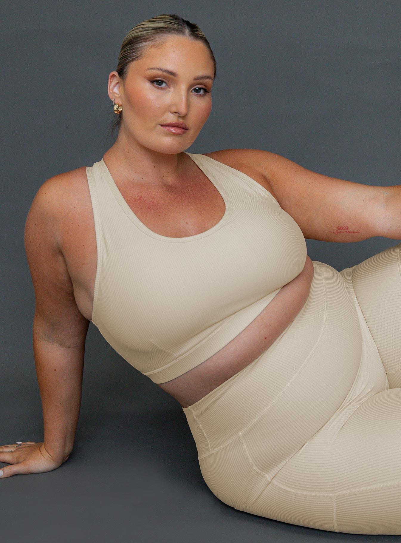 Turbo Activewear Rib Top Latte Curve Product Image