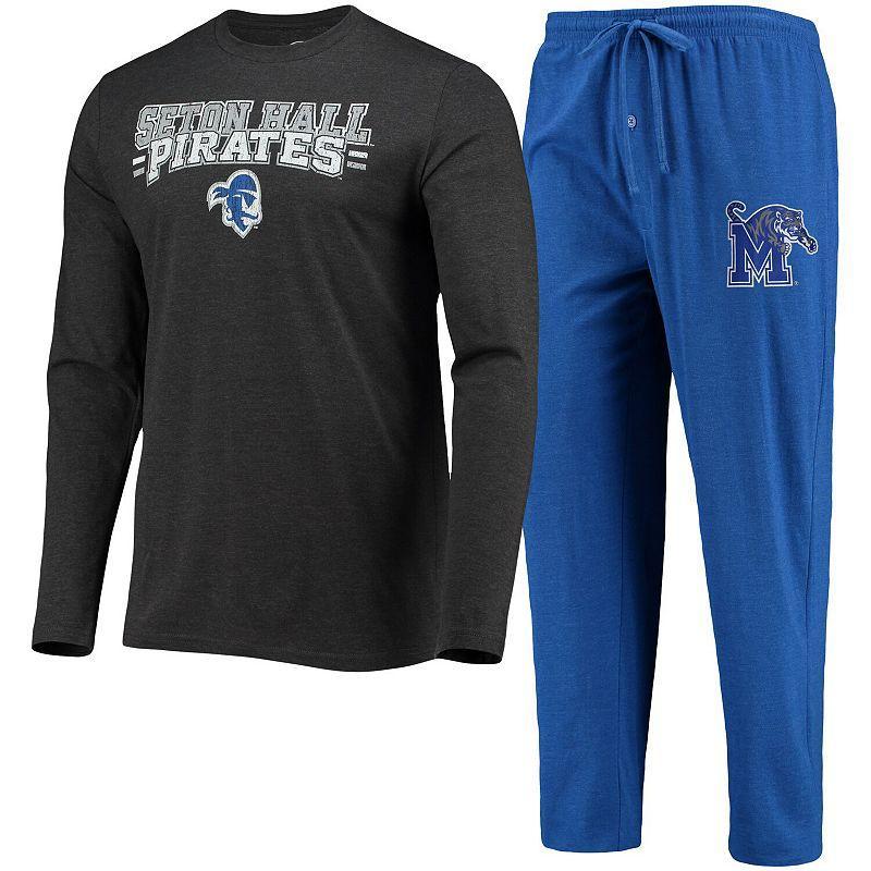 Mens Concepts Sport Blue/Heathered Charcoal Seton Hall Pirates Meter Long Sleeve T-Shirt & Pants Sleep Set SHU Blue Product Image