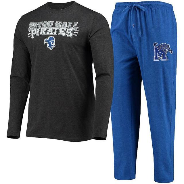 Mens Concepts Sport /Heathered Charcoal Seton Hall Pirates Meter Long Sleeve T-Shirt & Pants Sleep Set Product Image