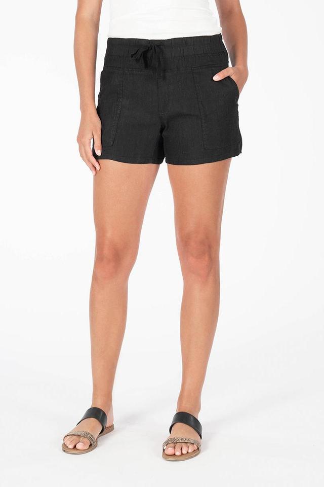 Drawcord Linen Short - Black Product Image