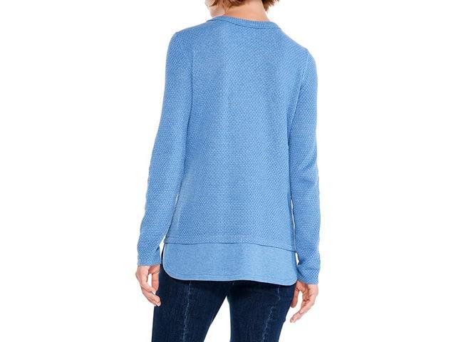 NIC+ZOE Waffle Vital Crew Neck Sweater (Bayside) Women's Clothing Product Image