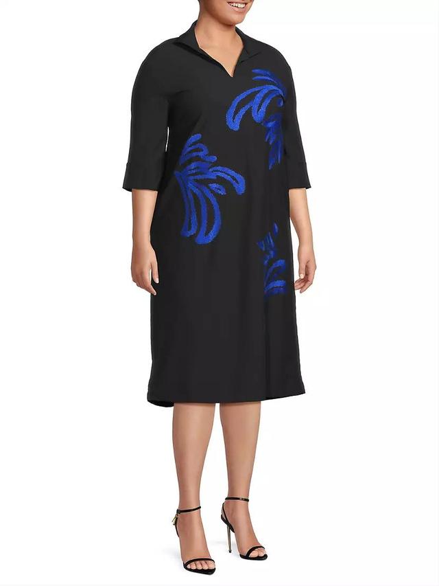 Embroidered Twill Shift Dress Product Image