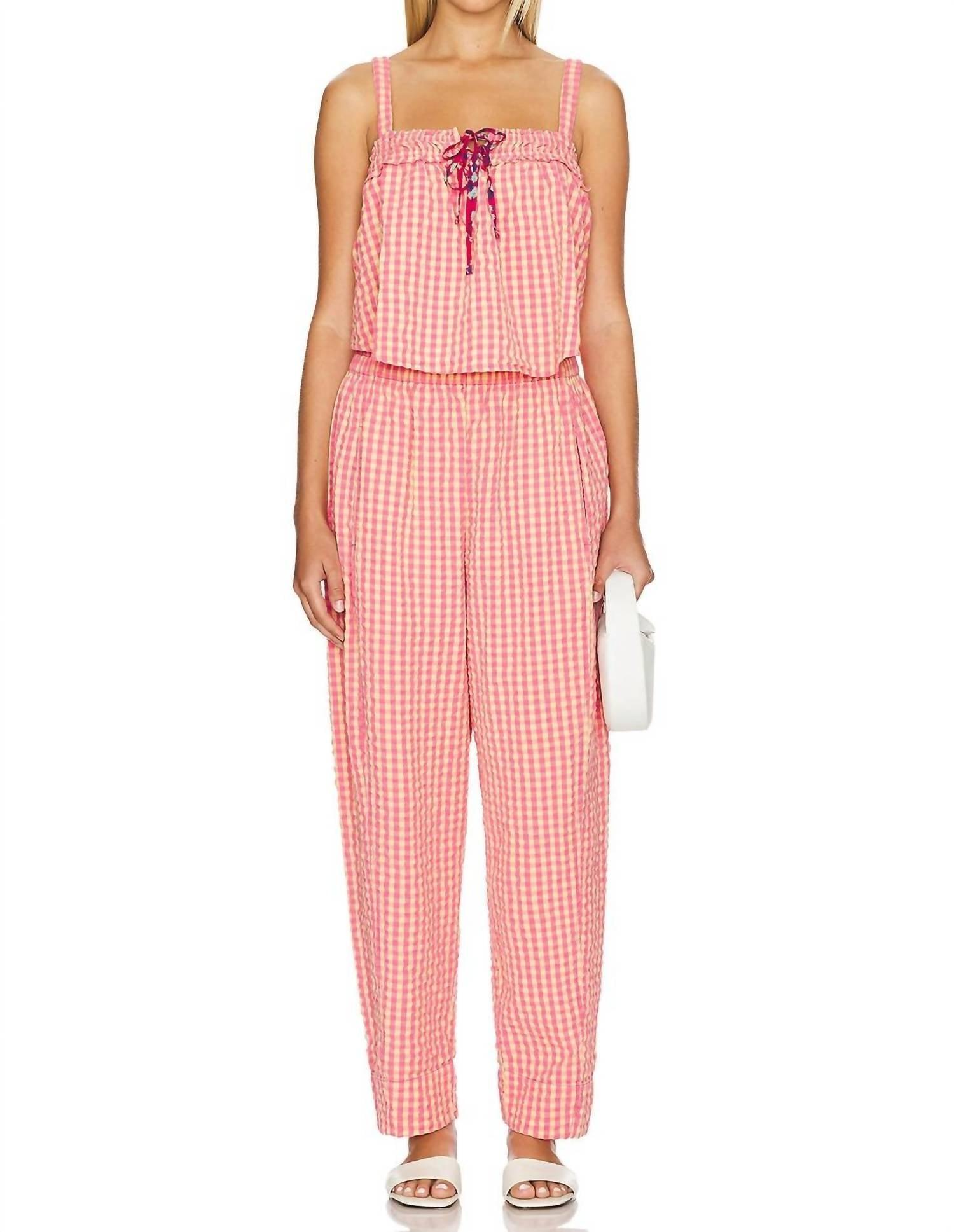 Preppy Poplin Pants In Pink Combo Product Image