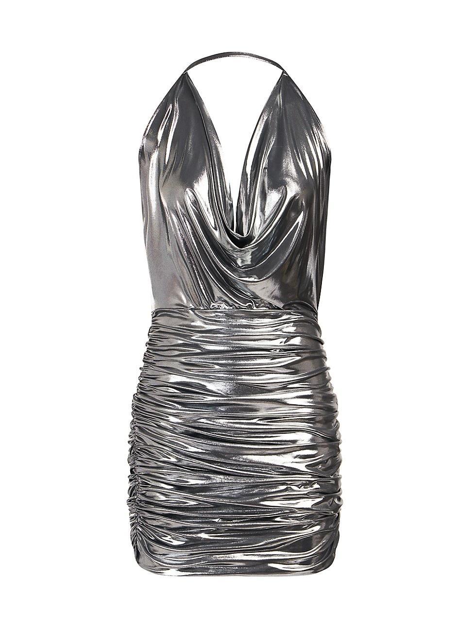 Womens Frances Metallic Halter Minidress Product Image