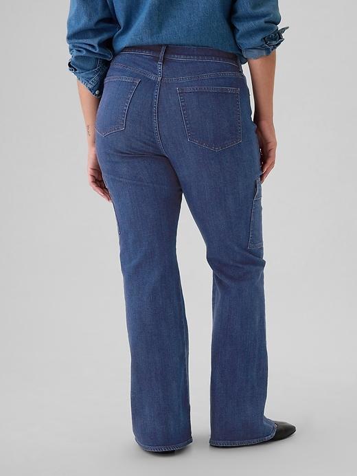 High Rise &apos;70s Flare Cargo Jeans Product Image