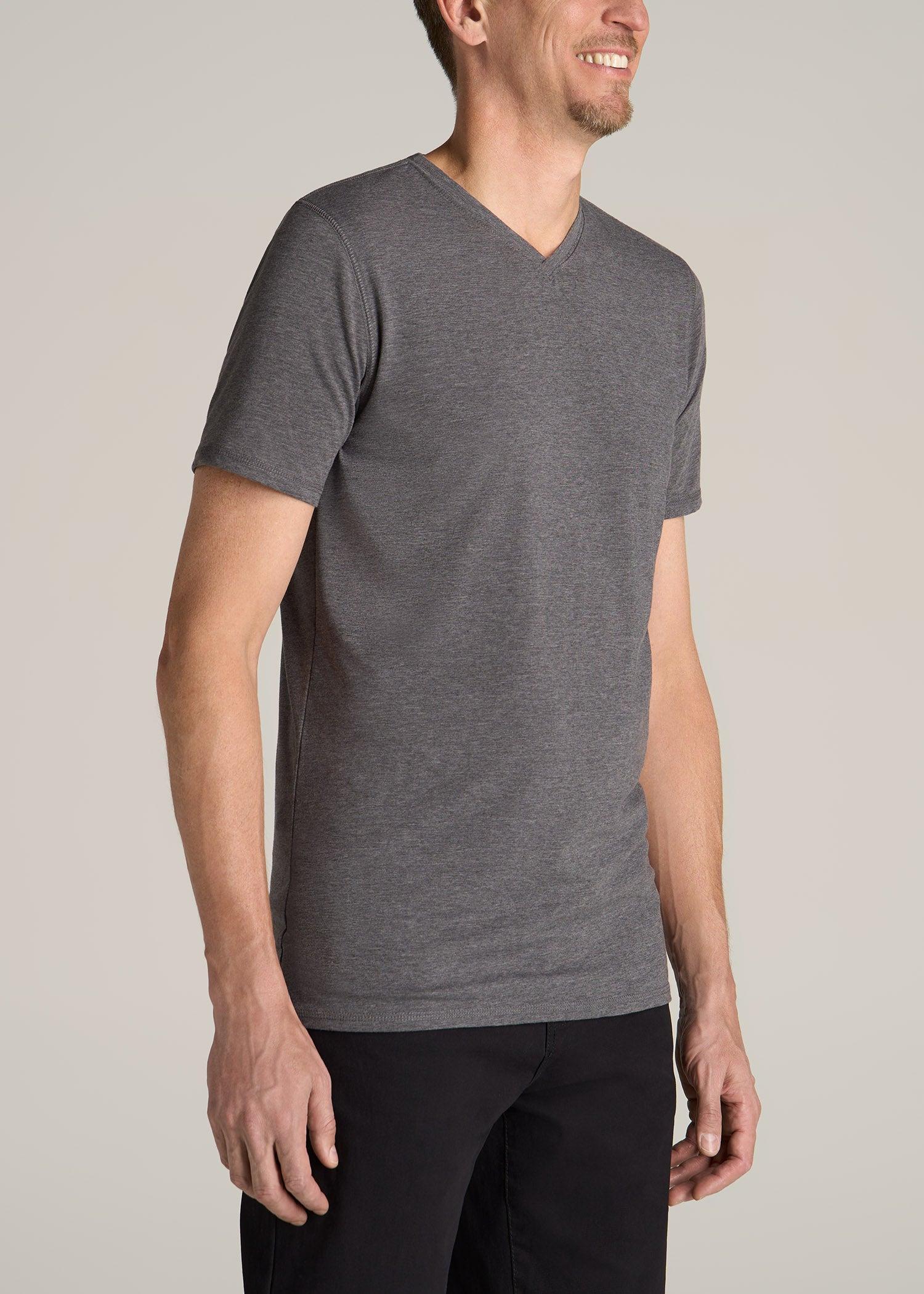 The Essential REGULAR-FIT V-Neck Men's Tall Tees in Charcoal Mix Male Product Image