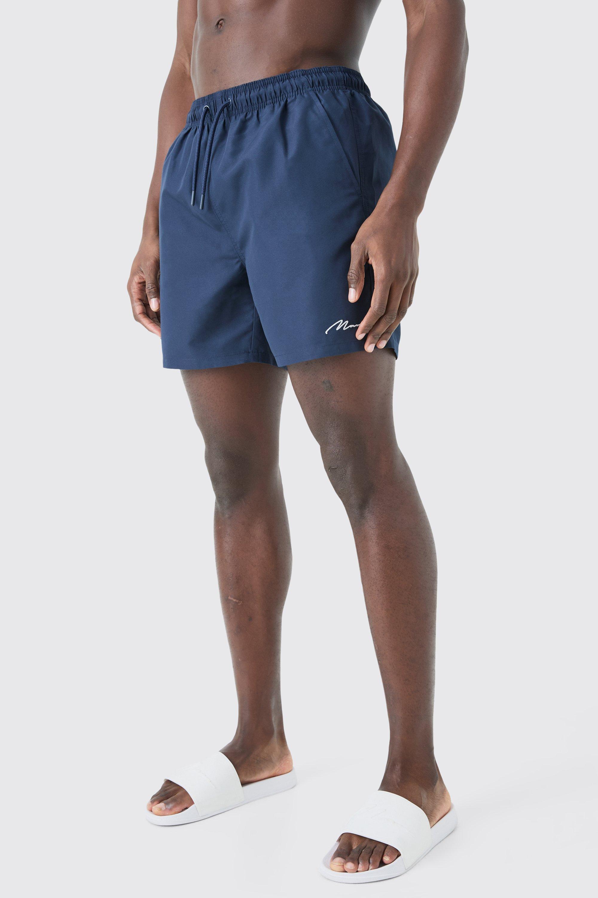 Man Signature Mid Length Swim Short | boohooMAN USA Product Image