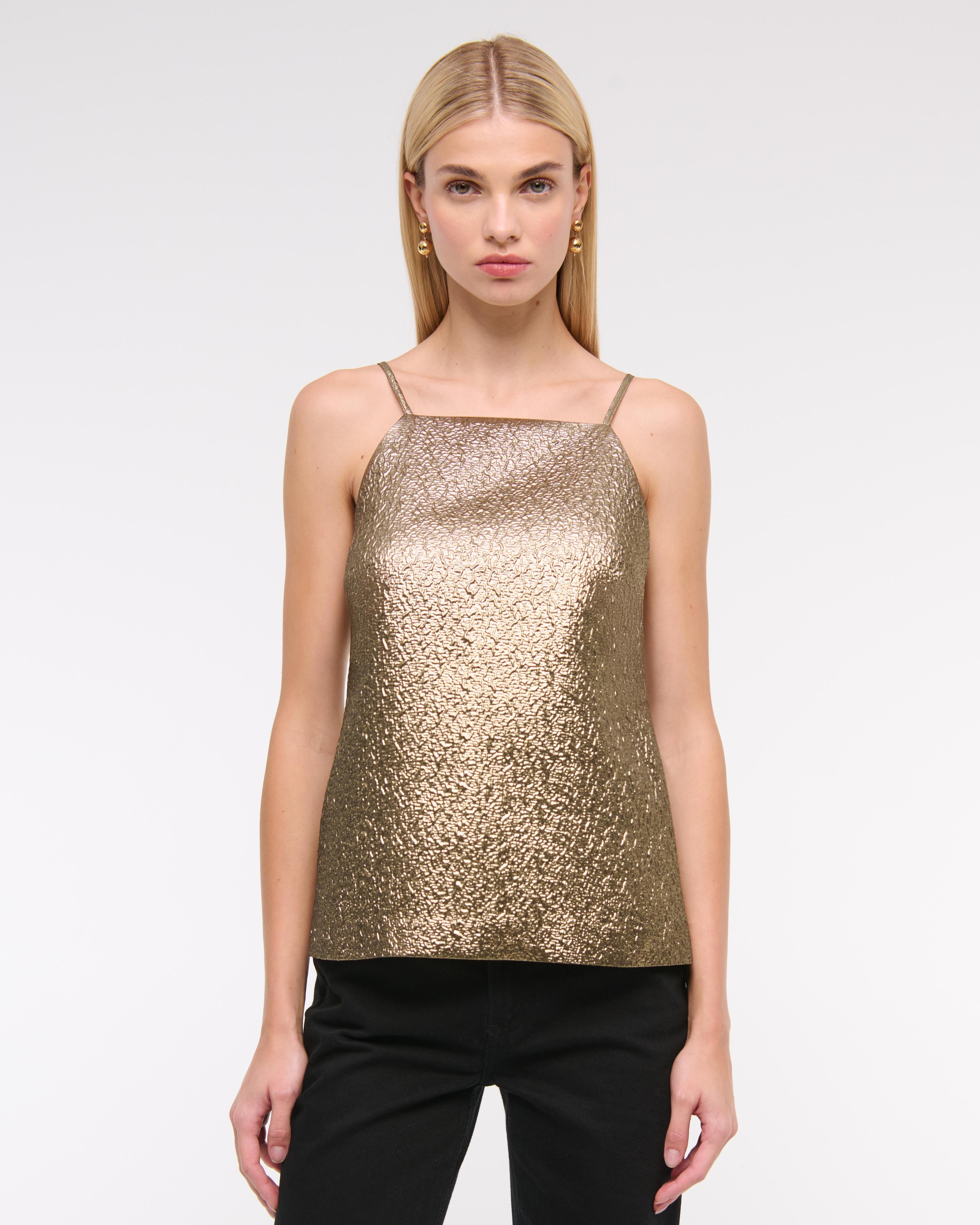 High-Neck Metallic Long-Length Top Product Image