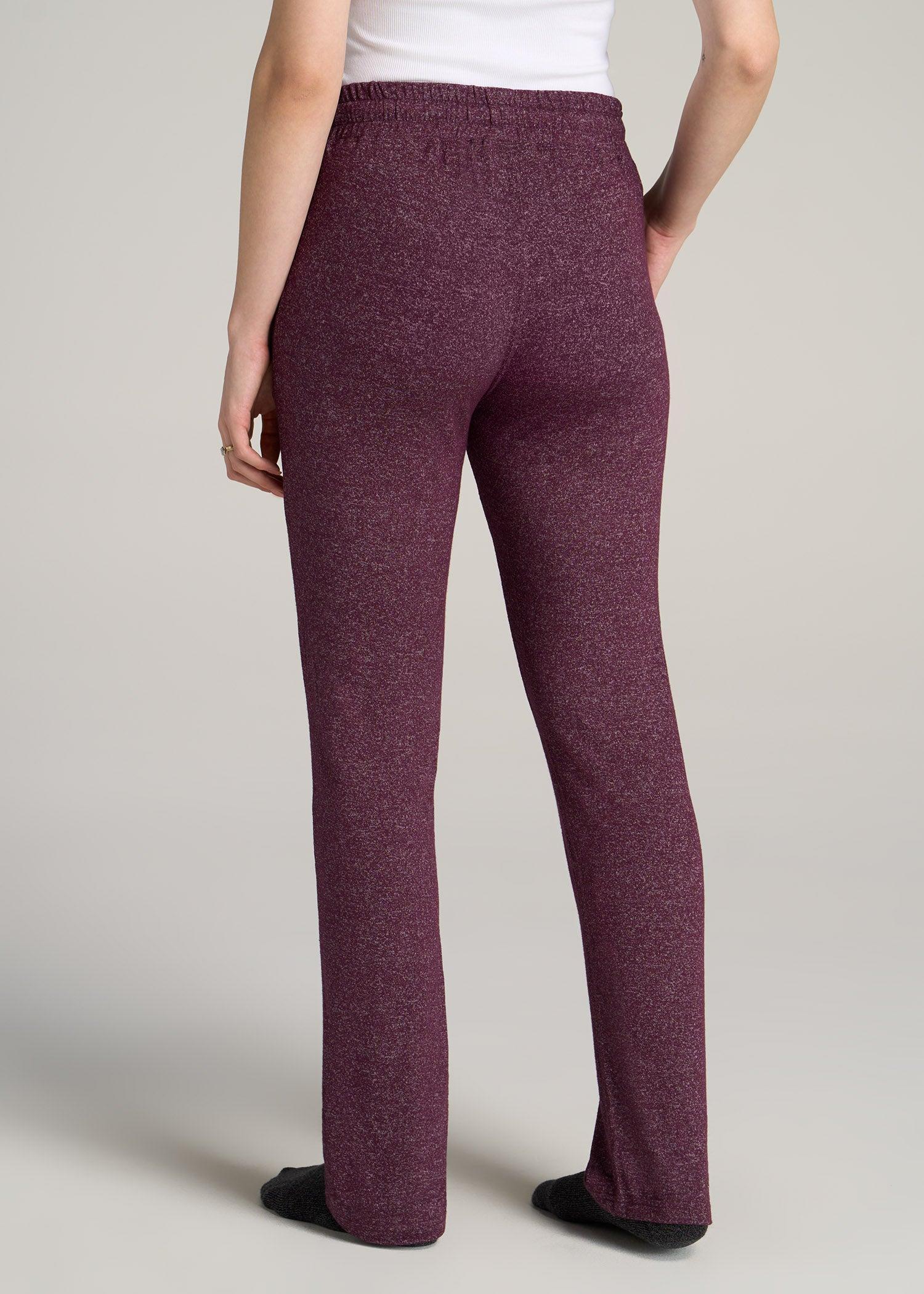 Open-Bottom Cozy PJ Lounge Pants for Tall Women in Beetroot Mix Female Product Image