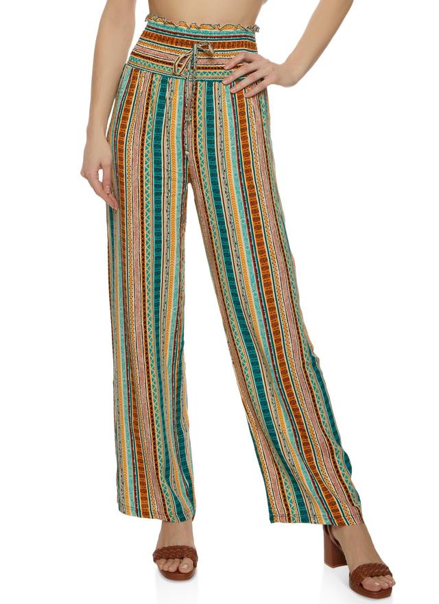 Womens Smocked Waist Printed Wide Leg Pants Product Image