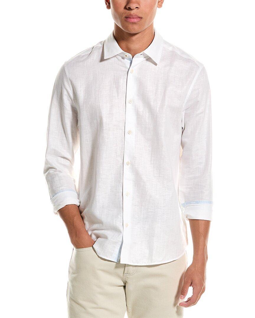 Regular Fit Linen-blend Shirt In White Product Image