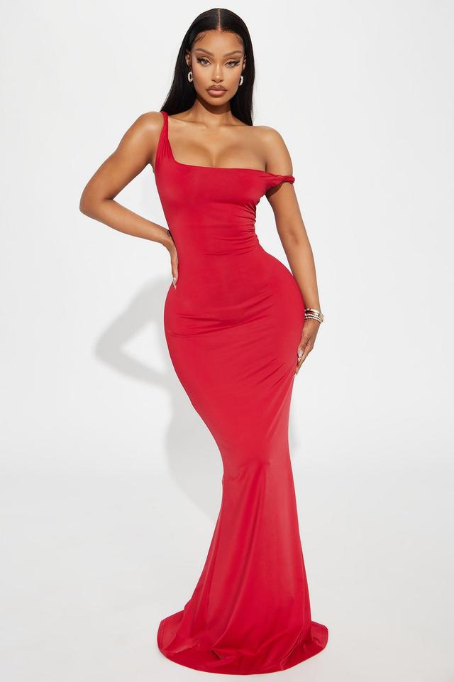 Jasmine One Shoulder Maxi Dress - Red Product Image