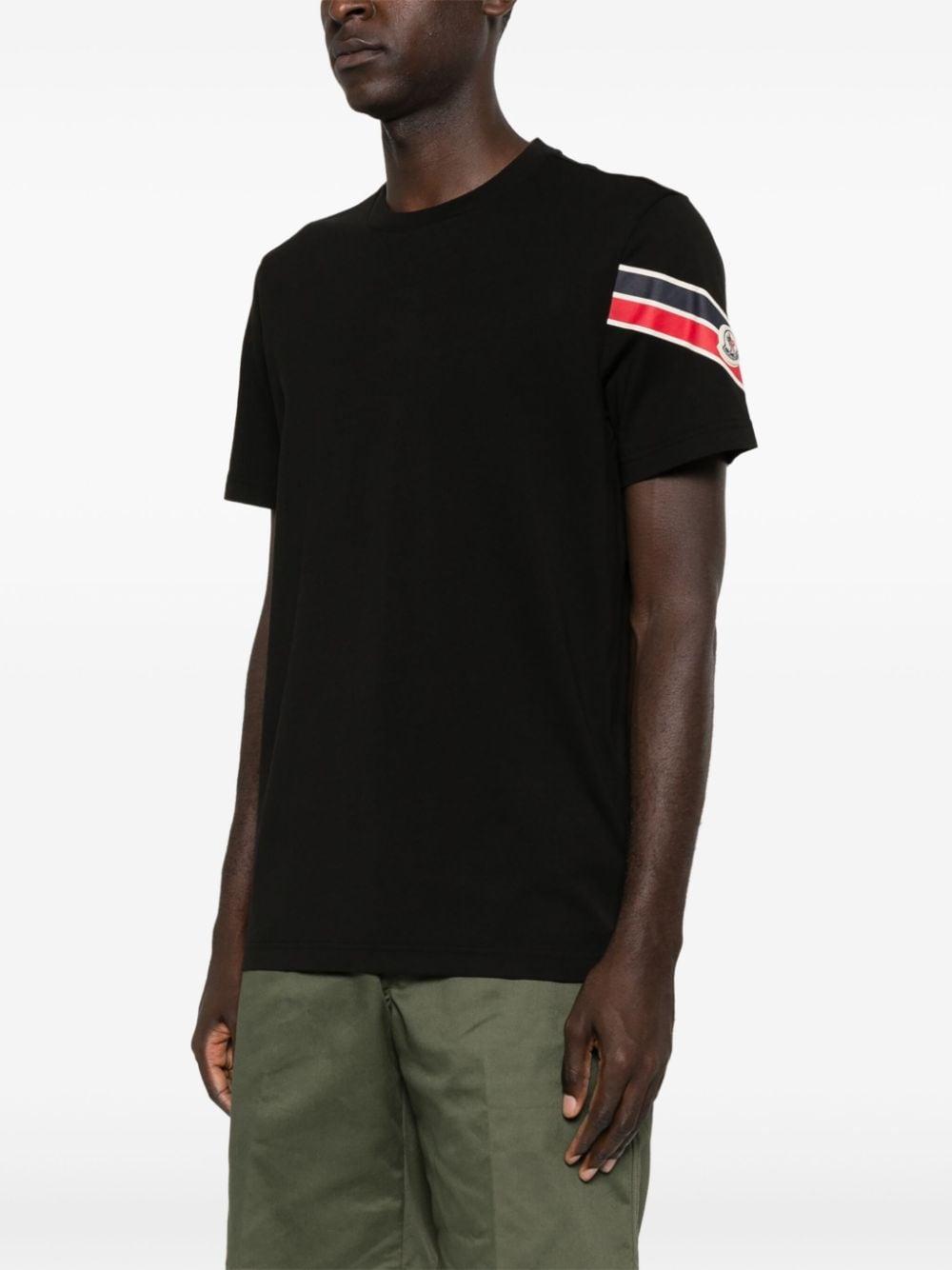 Stripe Logo Cotton T-shirt In Black Product Image