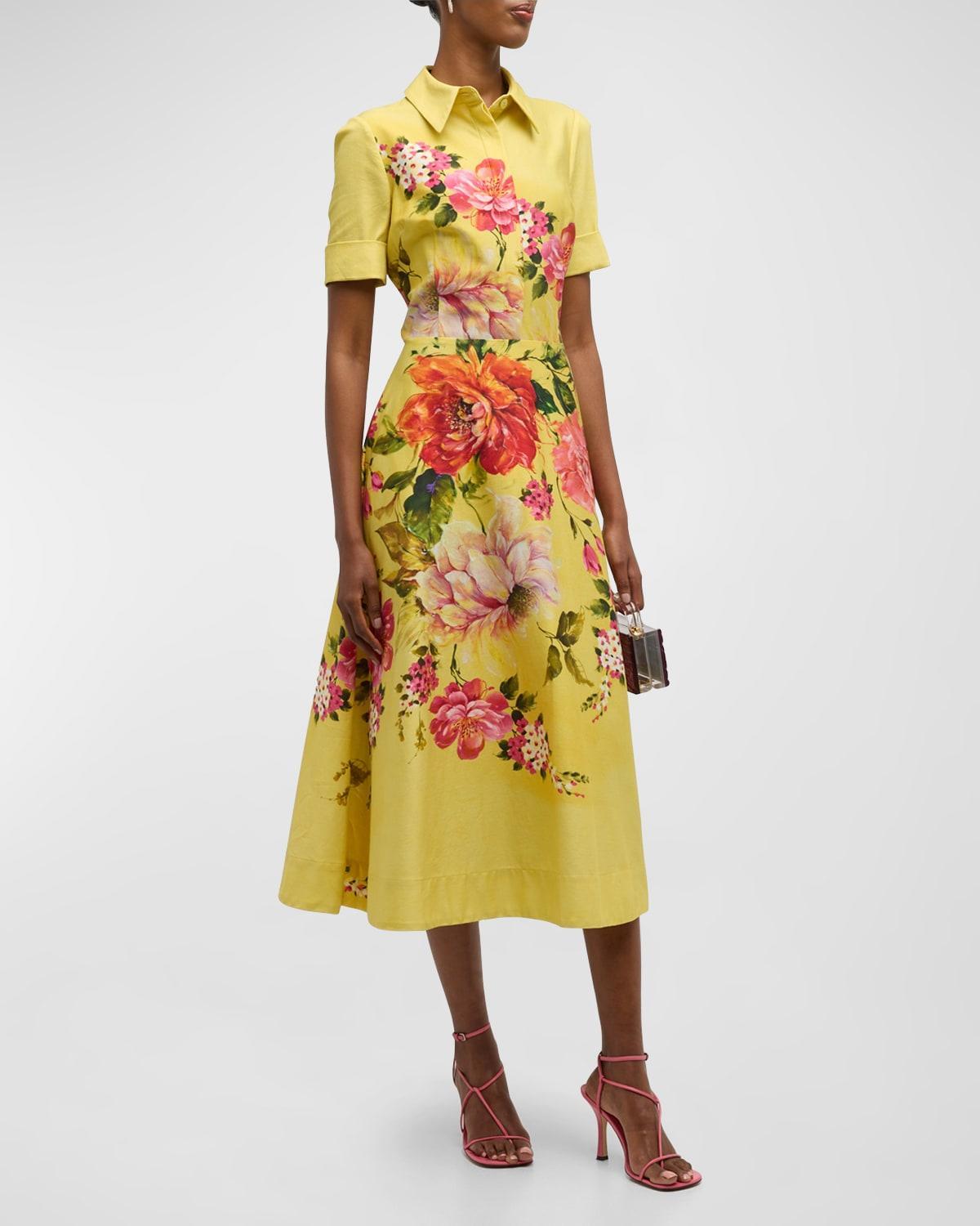 Floral-Print Fit-&-Flare Shirtdress Product Image