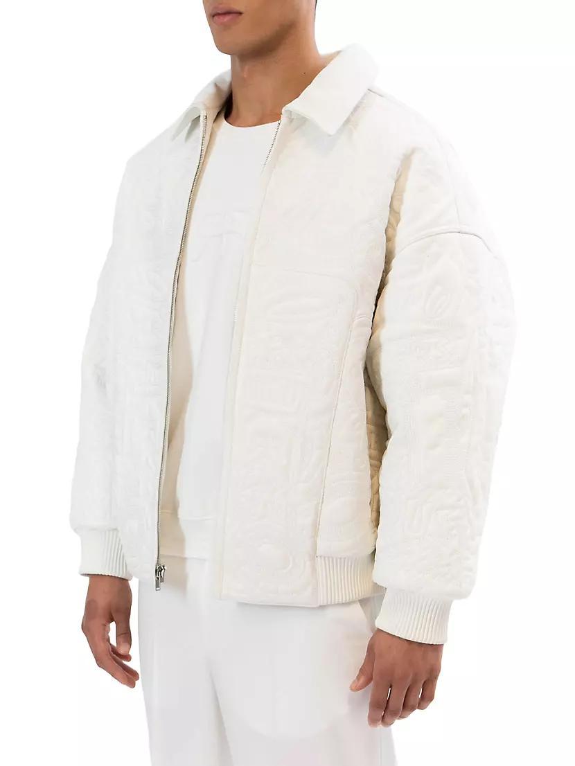 Oversized-Fit Leather Bomber Jacket Product Image