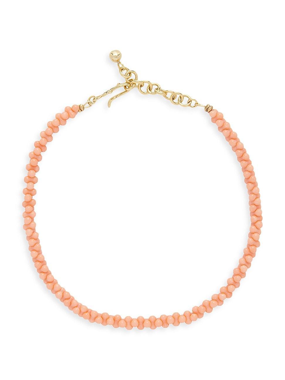 Womens Bubble Goldtone & Coral Beaded Necklace Product Image