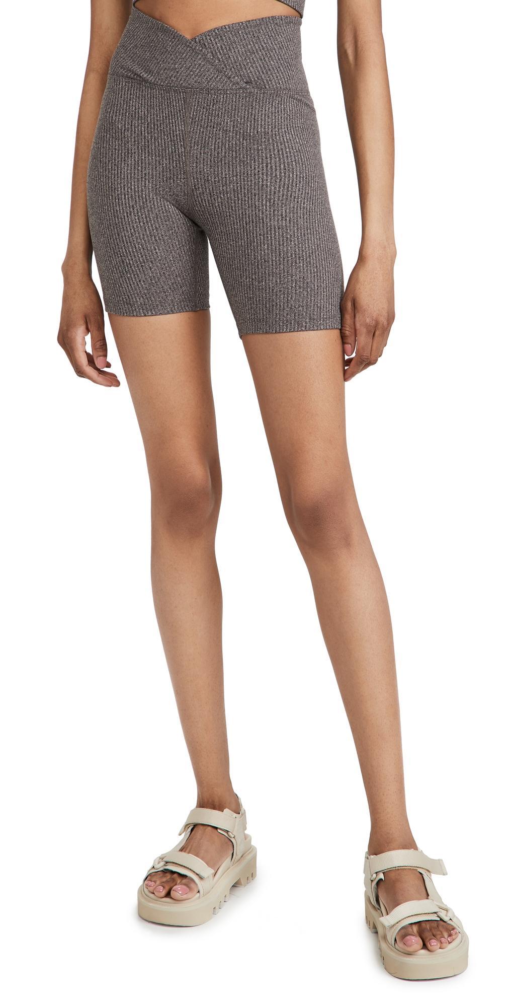 Year of Ours Ribbed V Waist Biker Shorts Heathered Grey L Product Image