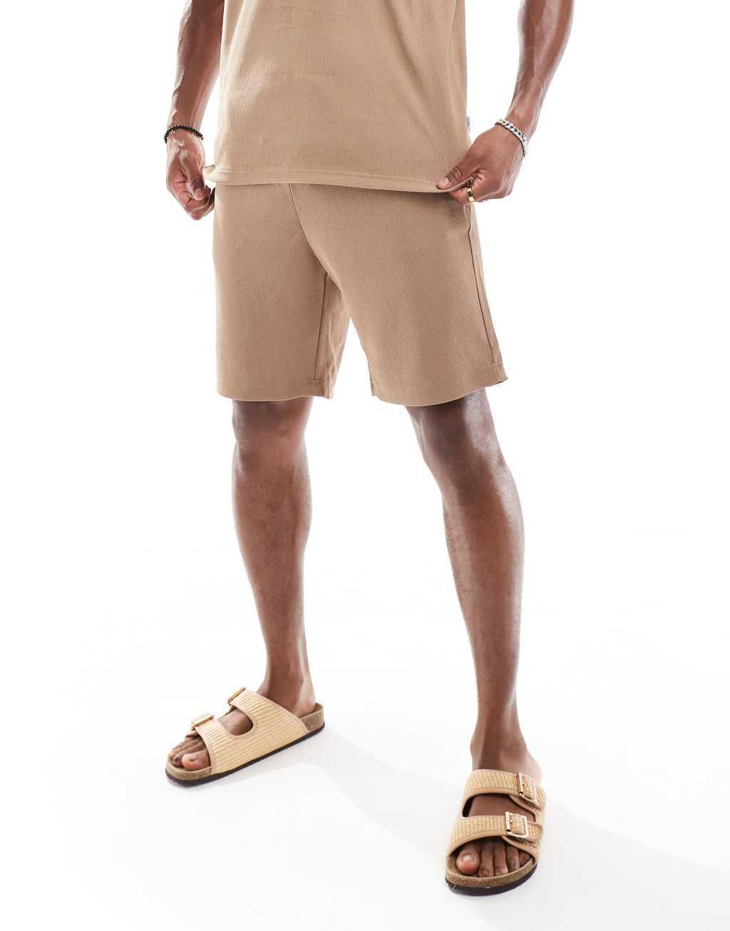 Jack & Jones plisse shorts in brown - part of a set Product Image