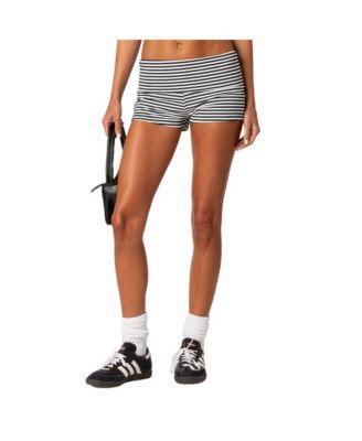 Women's Striped Fold Over Shorts Product Image