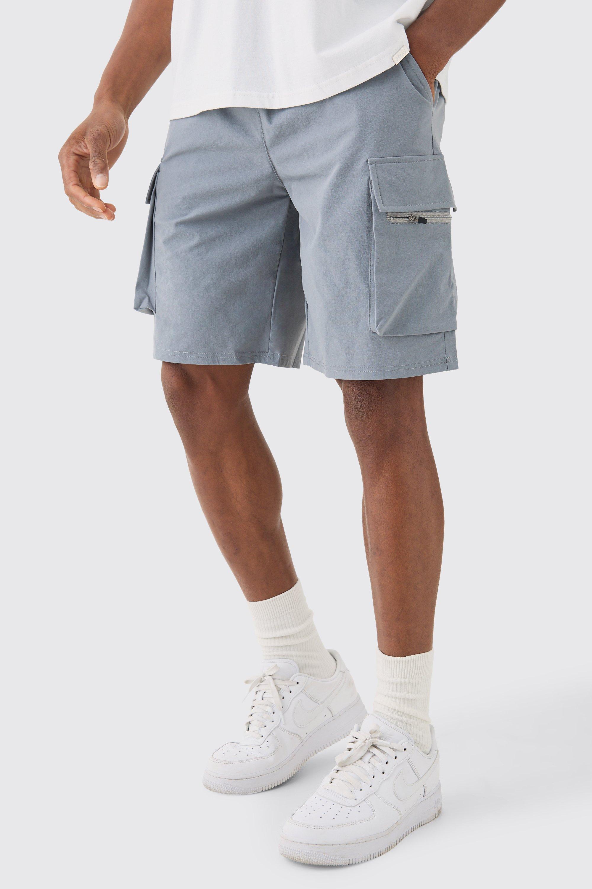 Elasticated Waist Relaxed Technical Stretch Cargo Short | boohooMAN USA Product Image