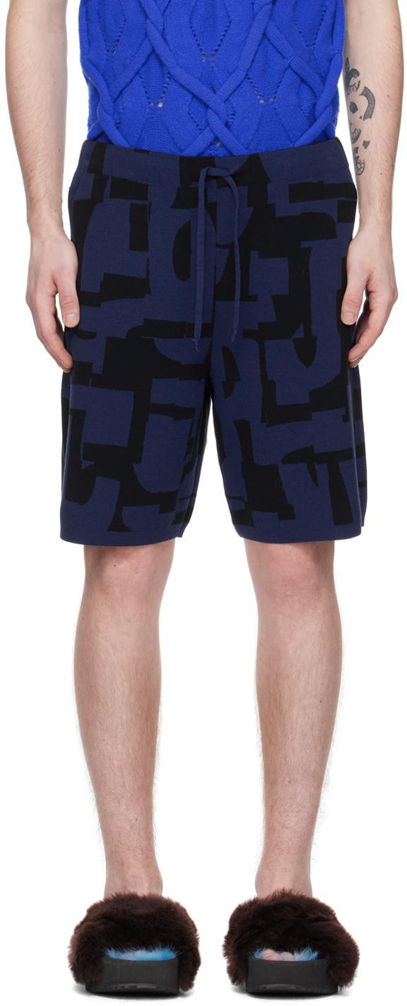 Blue Jacquard Shorts In 517 Blue Product Image