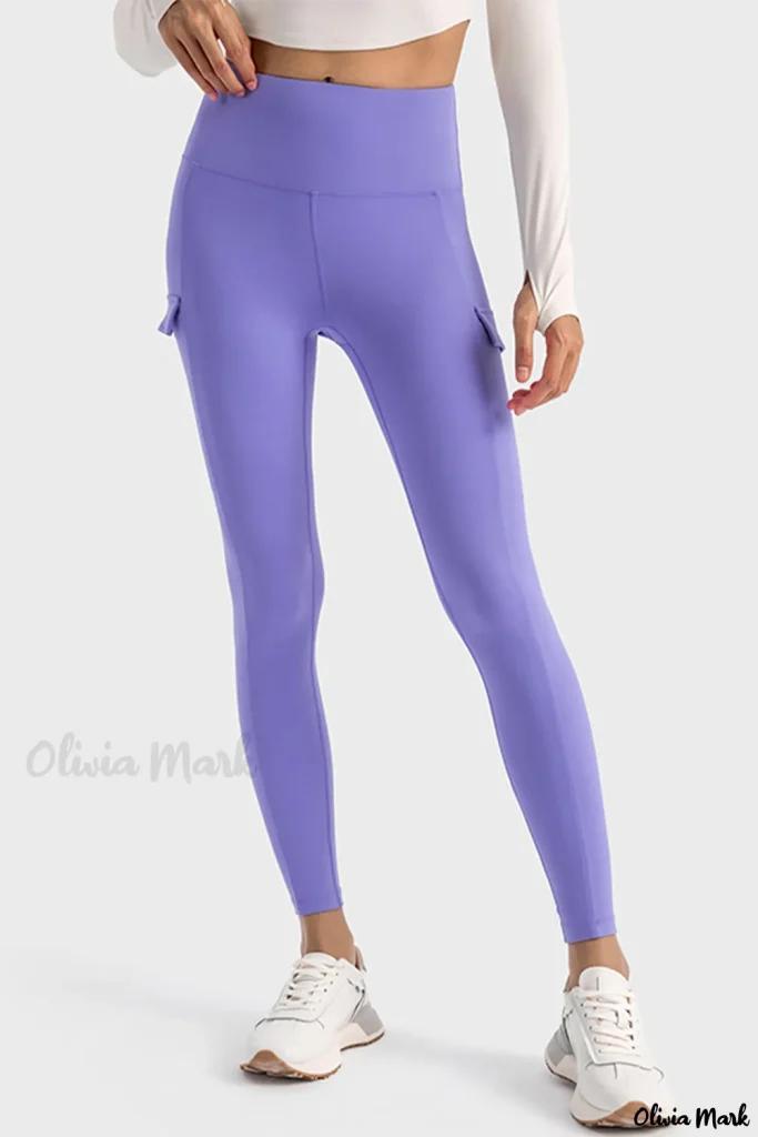 Olivia Mark – Premium Lilac High-Waisted Leggings with Side Pockets – Designed for Active and Stylish Women Product Image