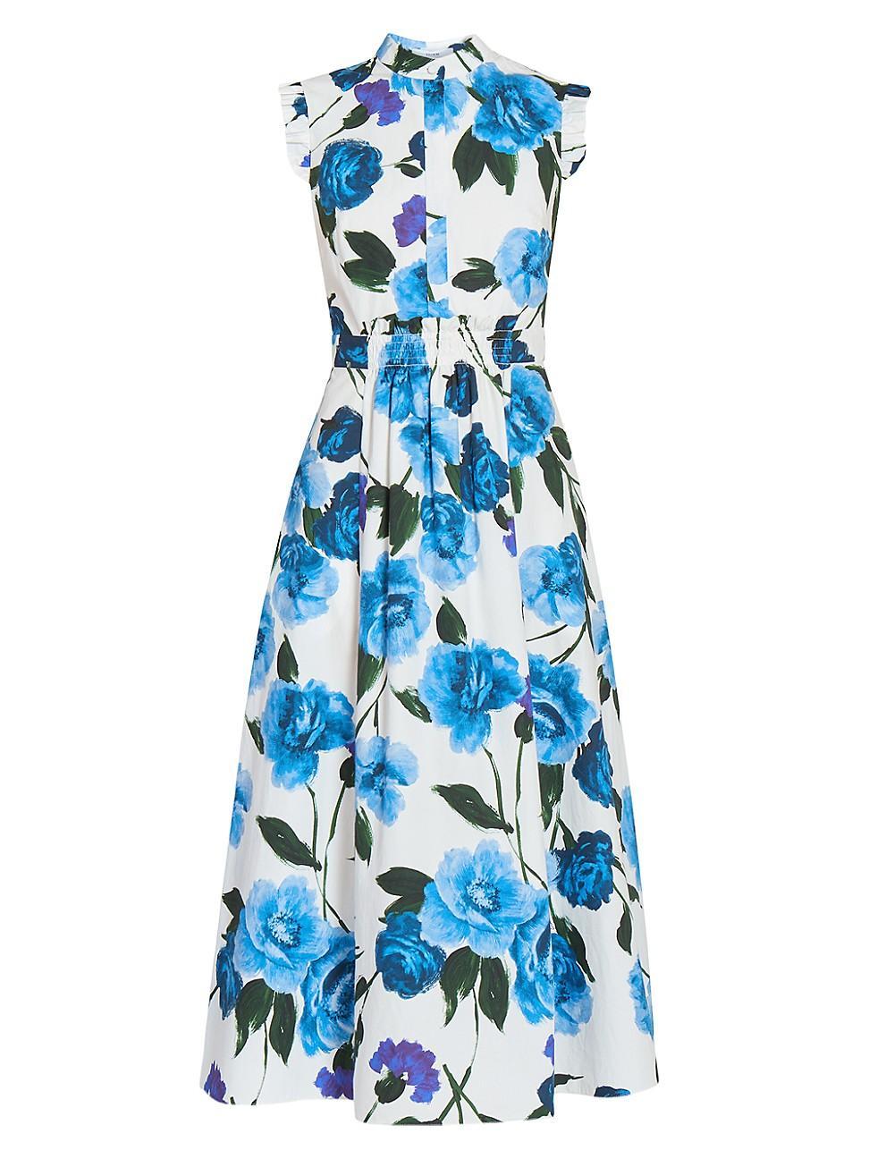 Womens Floral Cotton Midi-Dress Product Image