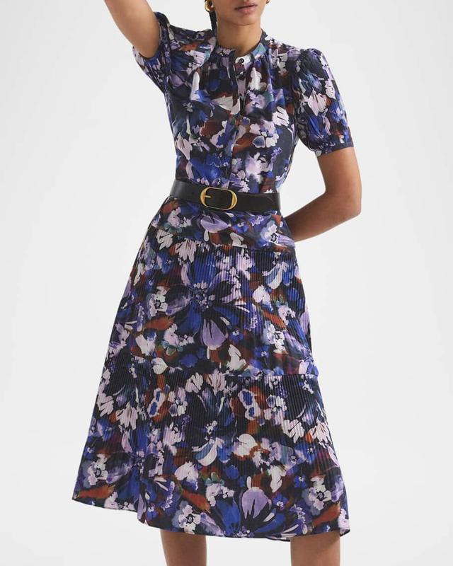 Alexandra Floral Puff-Sleeve Midi Shirtdress Product Image