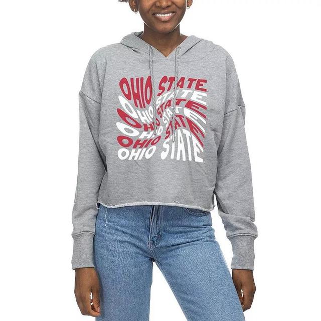 Womens ZooZatz Gray Ohio State Buckeyes Swirl Cropped Pullover Hoodie Product Image