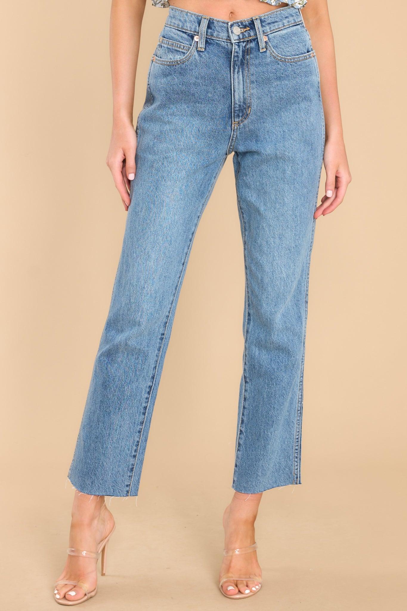 Ready For A Change Medium Wash Straight Leg Jeans Blue product image