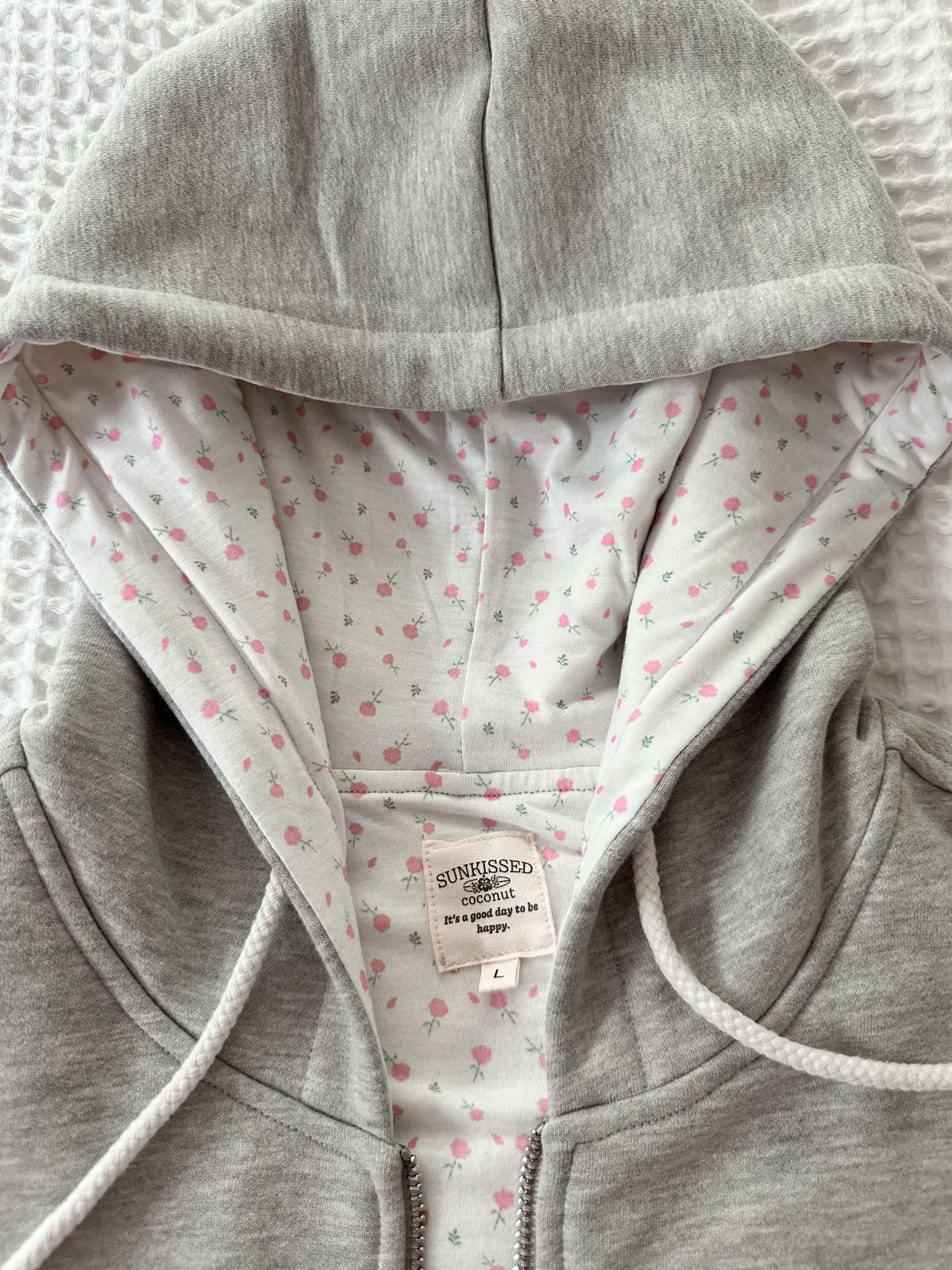 Afternoon Grey Roses Sunkissedcoconut Full Zip Hoodie Product Image