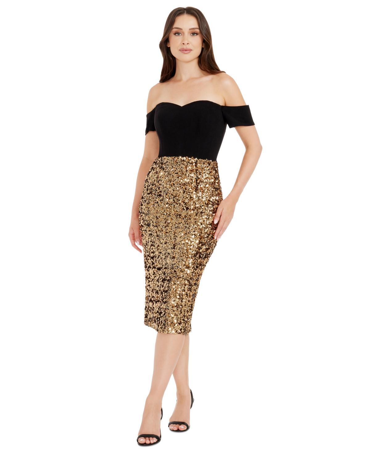 Dress the Population Womens Bailey Sequined-Skirt Dress product image