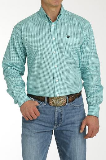 Cinch® Men's L/S Turquoise Geo Print Button Shirt Product Image