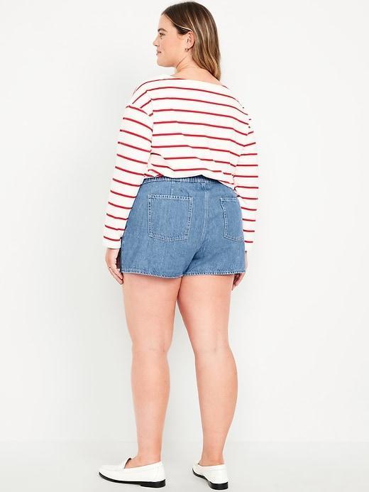 High-Waisted Baggy Jean Shorts -- 3-inch inseam Product Image