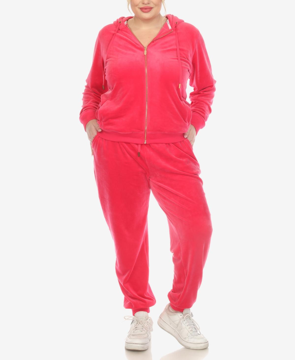 White Mark Plus Size Velour Tracksuit Loungewear 2pc Set Product Image