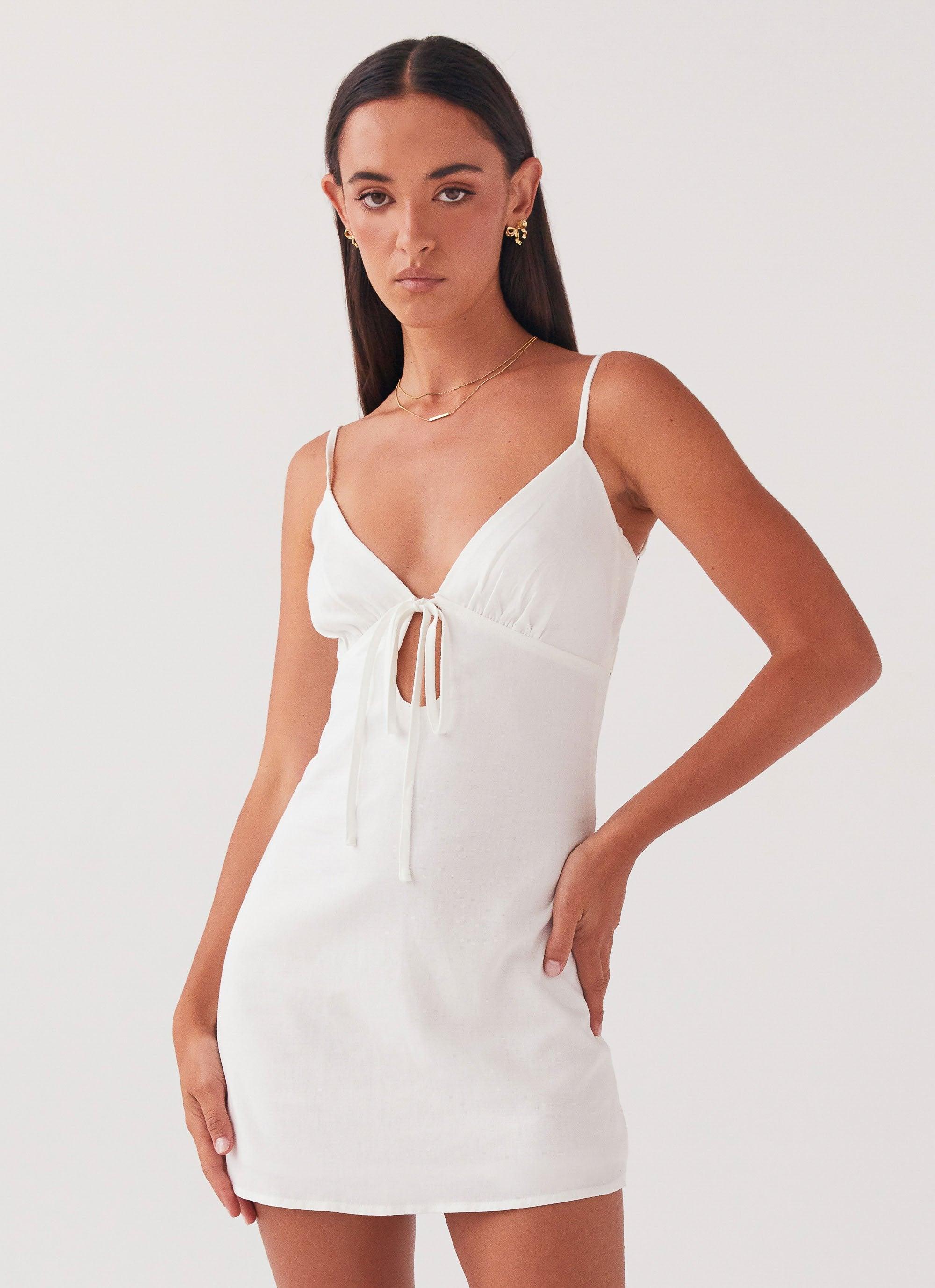 Flora Linen Mini Dress - White product image