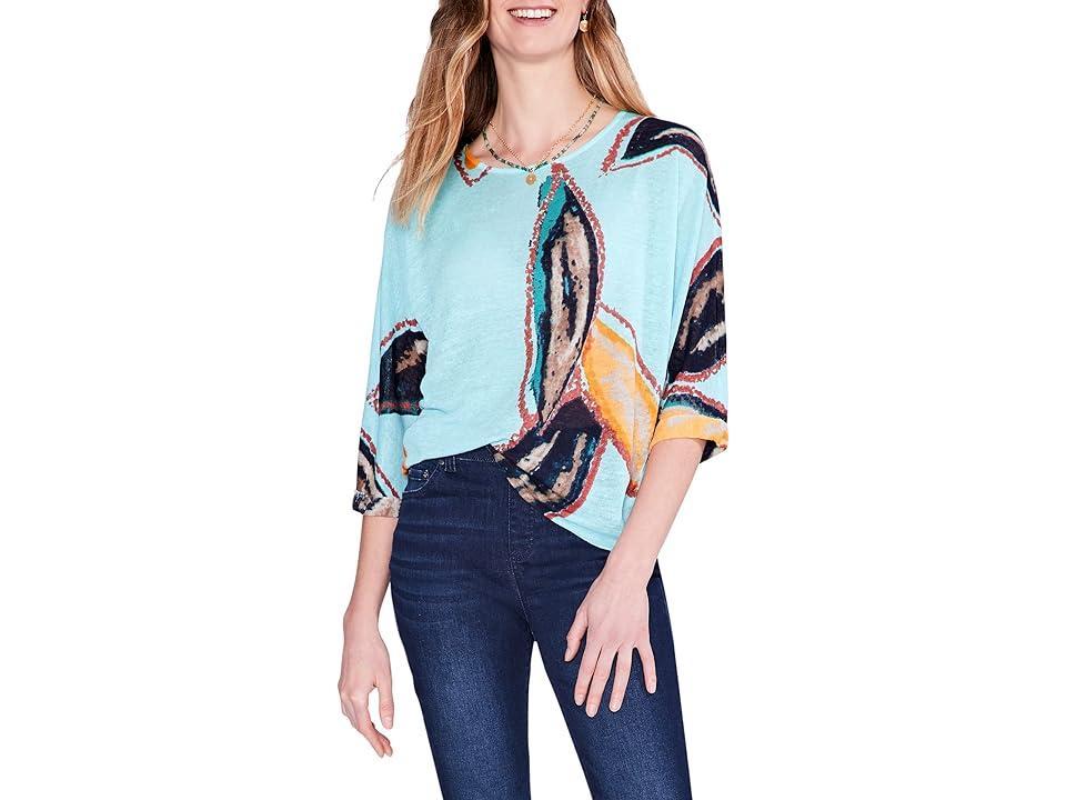 NIC+ZOE Grove Sweater (Aqua Multi) Women's Clothing Product Image