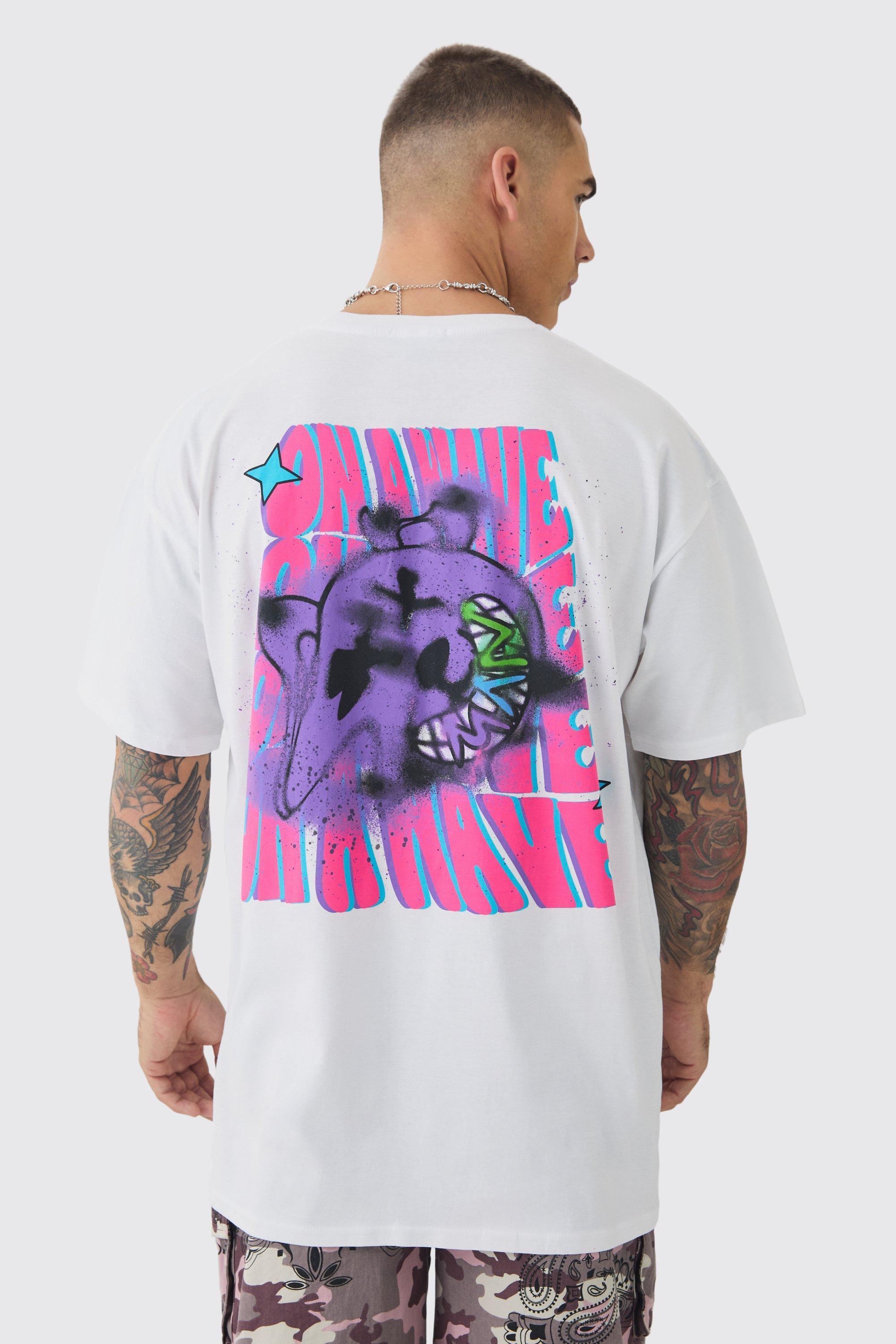 Oversized Trippy Bear Print T-shirt | boohooMAN USA Product Image