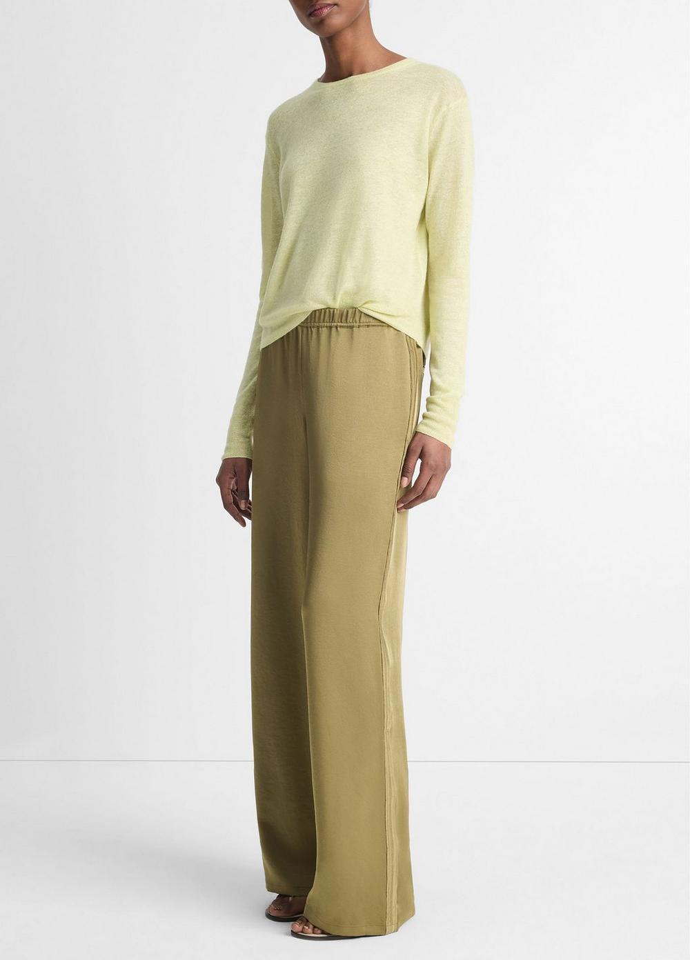 Side-Stripe Satin Low-Rise Wide-Leg Pant Product Image