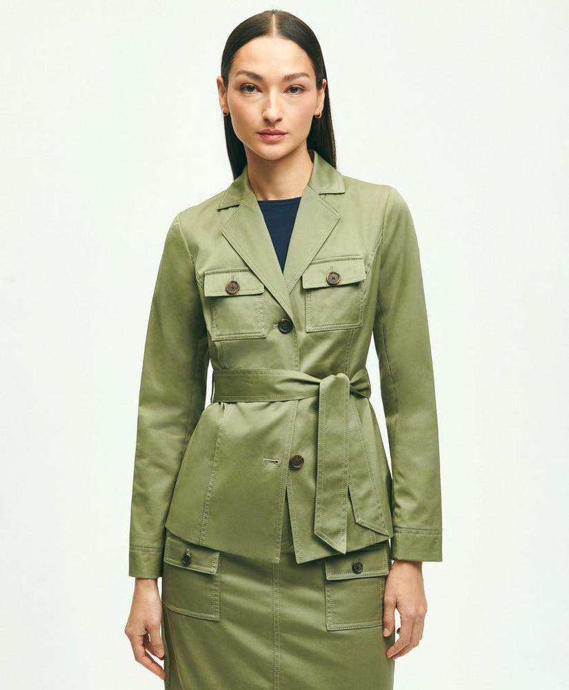 Stretch Cotton Twill Belted Safari Jacket Product Image